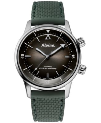 Alpina - Men's Swiss Automatic Seastrong Diver Green Rubber Strap Watch 42mm