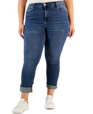 Celebrity Pink - Trendy Plus Size Cuffed Girlfriend Jeans