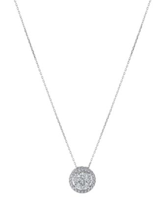 Macy's Brand - Diamond Halo Cluster 18" Pendant Necklace (1/2 ct. t.w.) in 14k White Gold