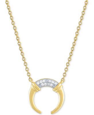 Macy's Brand - Diamond Accent Crescent Horn Pendant Necklace in 14k Gold-Plated Sterling Silver, 16" + 2" extender