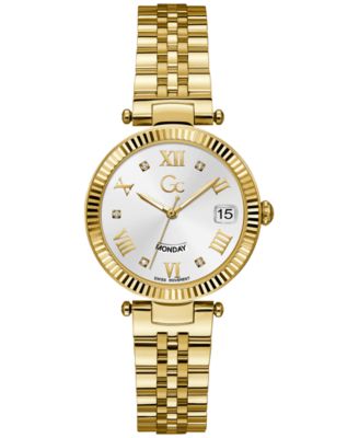 GUESS - Women's Swiss Gold-Tone Stainless Steel Bracelet Watch 34mm