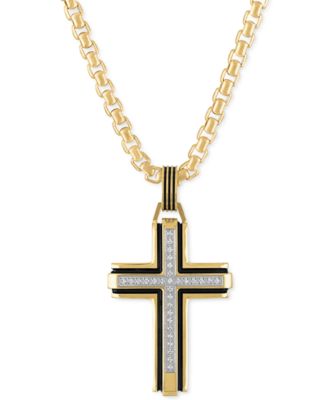 Esquire Men's Jewelry - Diamond Religious Cross 22" Pendant Necklace (1/6 ct. t.w.)