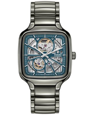 Rado - Women's Swiss Automatic True Square Gray Ceramic Bracelet Watch 38mm