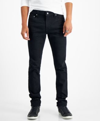 GUESS - Men's Skinny-Fit Solid Black Wash Mid-Rise Jeans