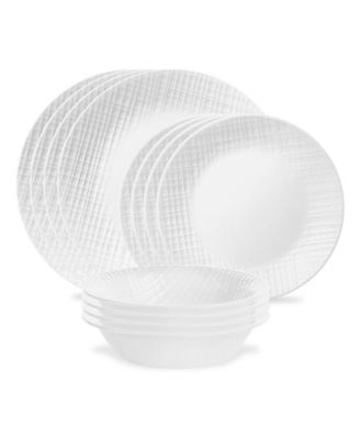 Corelle - Embossed Linen Weave 16-Pc. Dinnerware Set, Service for 4