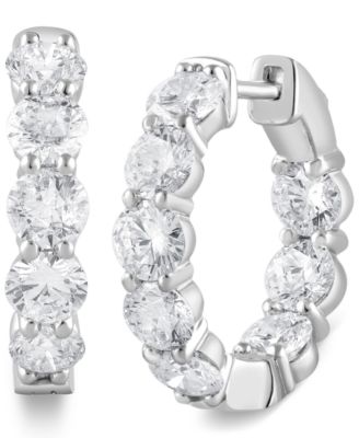 Badgley Mischka - Lab Grown Diamond In & Out Small Hoop Earrings (5 ct. t.w.) in 14k White Gold
