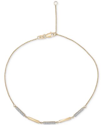 Wrapped - Diamond & Polished Bar Ankle Bracelet (1/6 ct. t.w.) in 10k Gold