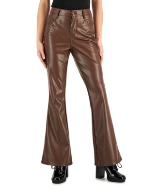 Dollhouse - Juniors' Faux-Leather Flare-Leg Jeans