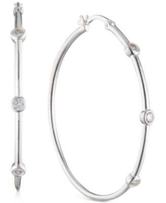 Lauren Ralph Lauren - Crystal Small Hoop Earrings in Sterling Silver, 0.8"