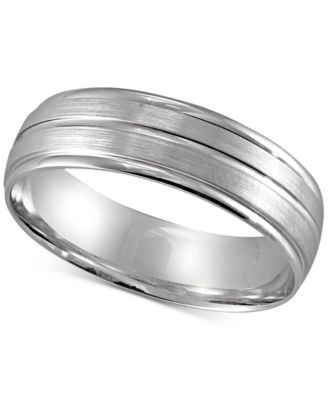 Macy's Brand - Men's Textured Beveled Edge Wedding Band in 14k White Gold