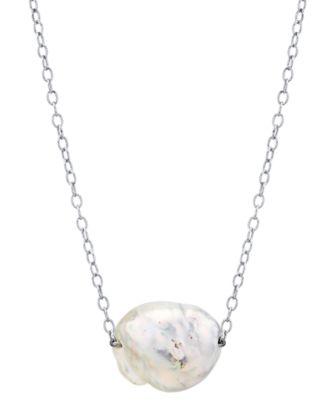 Macy's Brand - Cultured Natural Color Freshwater Pearl (12-14mm) 18" Pendant Necklace in Sterling Silver