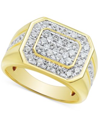 Grown With Love - Men's Lab Grown Diamond Cluster Ring (1-1/2 ct. t.w.) in 10k Gold