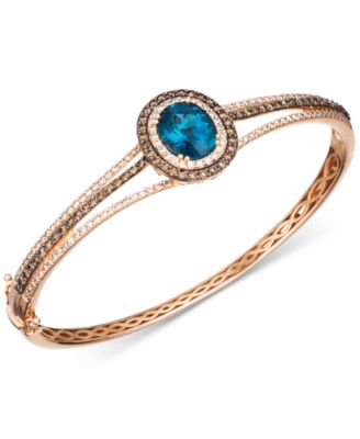 Le Vian - London Blue Topaz (4 ct. t.w.) & Diamond (2-1/4 ct. t.w.) Bangle Bracelet in 14k Rose Gold