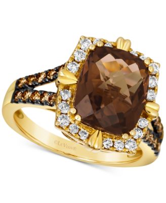 Le Vian - Chocolate Quartz (4 ct. t.w.) & Diamond (5/8 ct. t.w.) Halo Ring in 14k Gold
