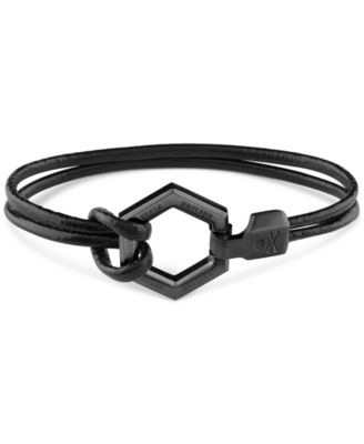 Philipp Plein - Black-Tone Stainless Steel Hexagon Large Leather Flex Bracelet