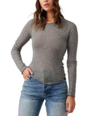 Free People - Women's Be My Baby Cotton Lettuce-Hem Top