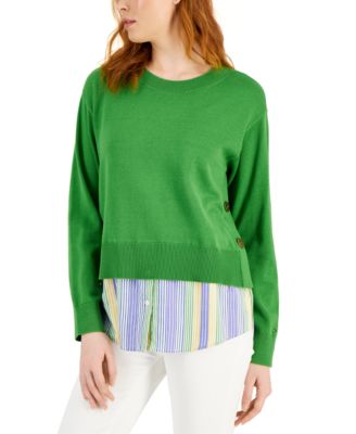 Tommy Hilfiger - Women's Layered Two-Button Knit Top