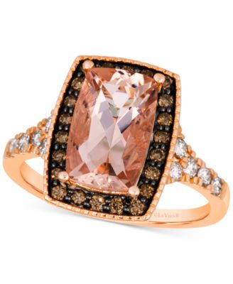 Le Vian - Peach Morganite (2-1/3 ct. t.w.) & Diamond (3/8 ct. t.w.) Halo Statement Ring in 14k Rose Gold