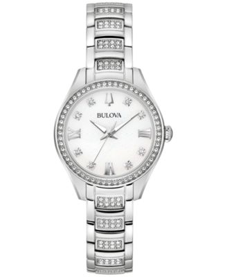 Bulova - Women's Crystal Stainless Steel Bracelet Watch 29mm