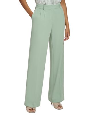 Calvin Klein - Petite High Waist Wide-Leg Pleated Pants