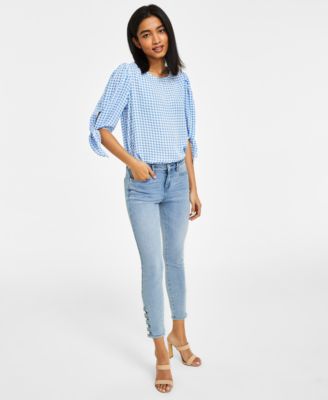 CeCe - Women's Embellished Mid-Rise Skinny Jeans