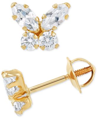 Macy's Brand - Children's Cubic Zirconia Butterfly Stud Earrings in 14k Gold