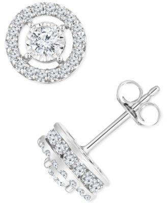 TruMiracle - Diamond Halo Stud Earrings (1 ct. t.w.) in 14k White Gold