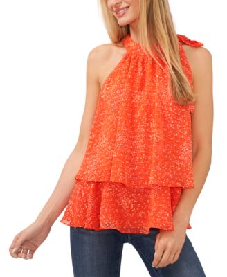 CeCe - Women's Tie-Neck Double-Layer Halter Top