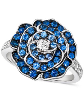 Le Vian - Denim Ombr&eacute; (7/8 ct. t.w.) & Nude Diamond (1/4 ct. t.w.) Flower Ring in 14k White Gold