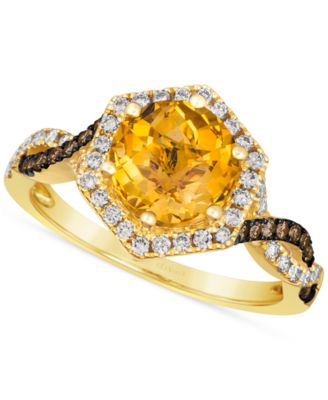 Le Vian - Cinnamon Citrine (1-7/8 ct. t.w.) & Diamond (3/8 ct. t.w.) Halo Twist Ring in 14k Gold