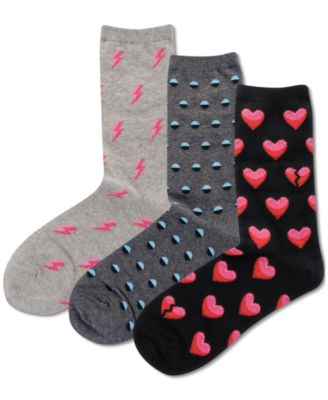 Hot Sox - Women's 3-Pk. Emoji Heart Printed Crew Socks