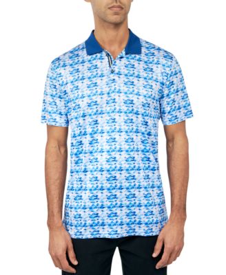 Society of Threads - Men's Regular Fit Fish Print Performance Polo Shirt