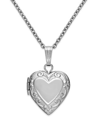 Macy's Brand - Children's Embossed Heart Locket in Sterling Silver