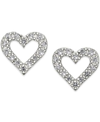 Macy's - Diamond Heart Stud Earrings in Sterling Silver (1/10 ct. t.w.)