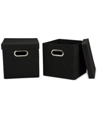 Household Essentials - 2-Pc. Storage Cube Set with Lids, Black