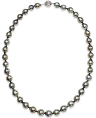 Macy's - Pearl Necklace, 14k White Gold Round Tahitian Pearl Strand (9-11mm)