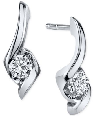 Sirena - Diamond Twist Drop Earrings (1/5 ct. t.w.) in 14k White Gold