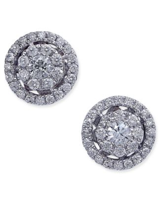 Macy's Brand - Diamond Cluster Halo Stud Earrings (1/2 ct. t.w.) in 14k White Gold