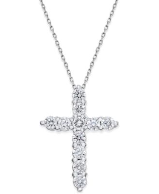 Macy's Brand - Diamond Cross Pendant Necklace (1-1/2 ct. t.w.) in 14k White Gold