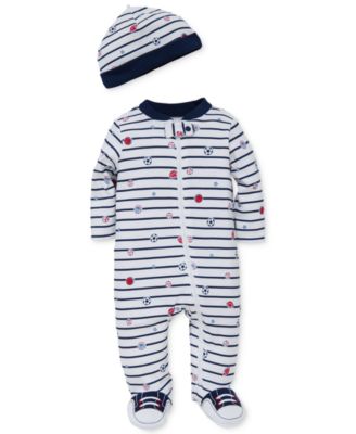 Little Me - 2-Pc. Sports Star Hat & Footed Coverall Set, Baby Boys (0-24 months)
