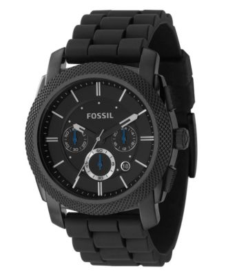 Fossil - Men's Chronograph Machine Black Silicone Strap Watch 45mm FS4487