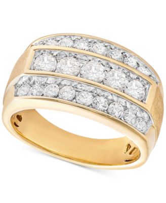 Macy's Brand - Men's Diamond Linear Cluster Ring (2 ct. t.w.) in 10k Gold