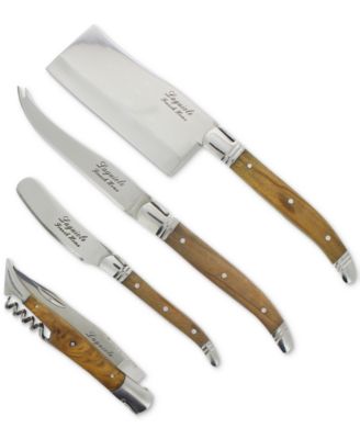 French Home - 4-Pc. Laguiole Connoisseur Olive Wood Cheese and Wine Set