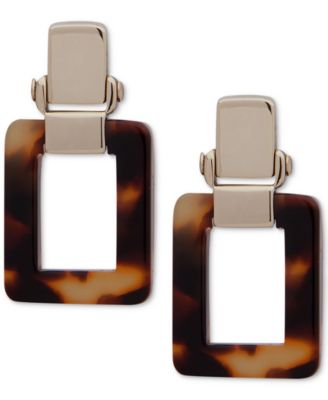Lauren Ralph Lauren - Gold-Tone Tortoise Shell-Look Square Drop Earrings